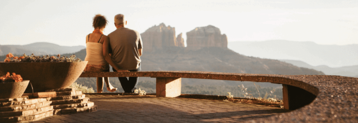 sedona couple looking at the red rocks A couple looking at the beautiful views of Sedona.